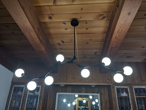 Customer photo review of Mid Century Glass Globe Branch Chandelier