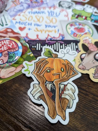 Customer photo review of Pumpkin Head Stickers