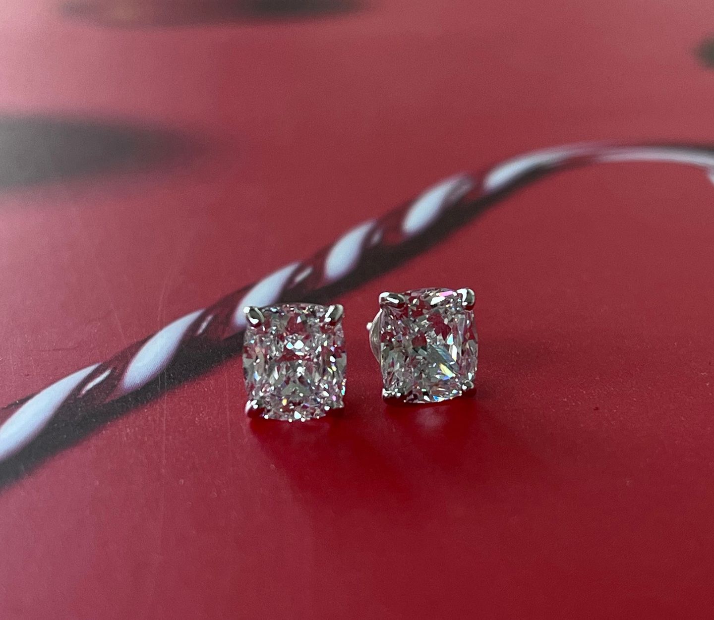 Customer photo review of S925 2.0Ct*2 Classic Cushion Cut Women's Stud Earrings In Sterling Silver For Everyday Wear
