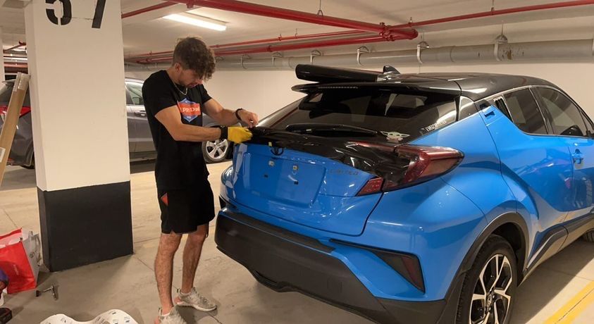 Customer photo review of High Glossy Paint Black Vinyl Wrap