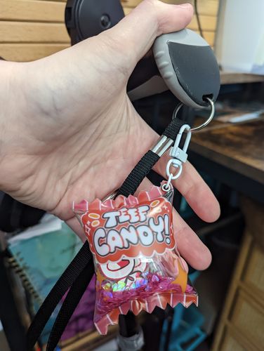Customer photo review of Puffy Teef Candy Keychain