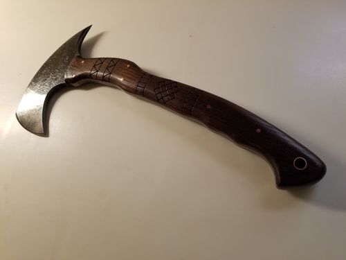 Customer photo review of Hand forged custom tomahawk