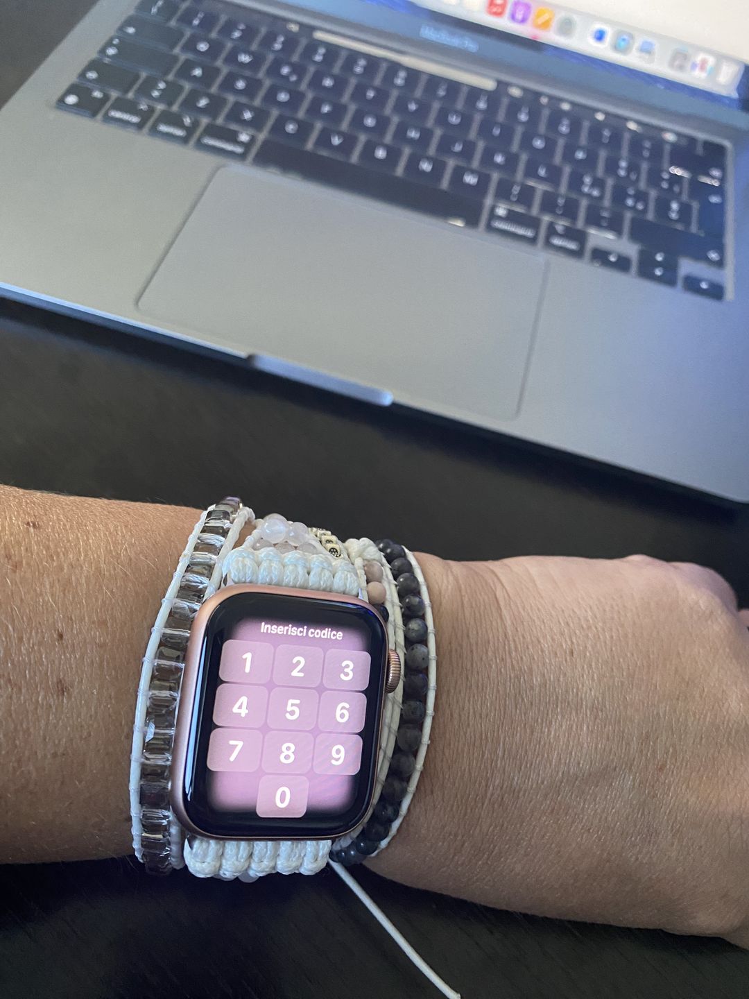 Customer photo review of White Labradorite Apple Watch Strap