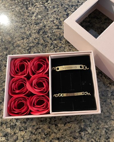Customer photo review of Engraved Bracelet Set - W/ Eternal Rose Box