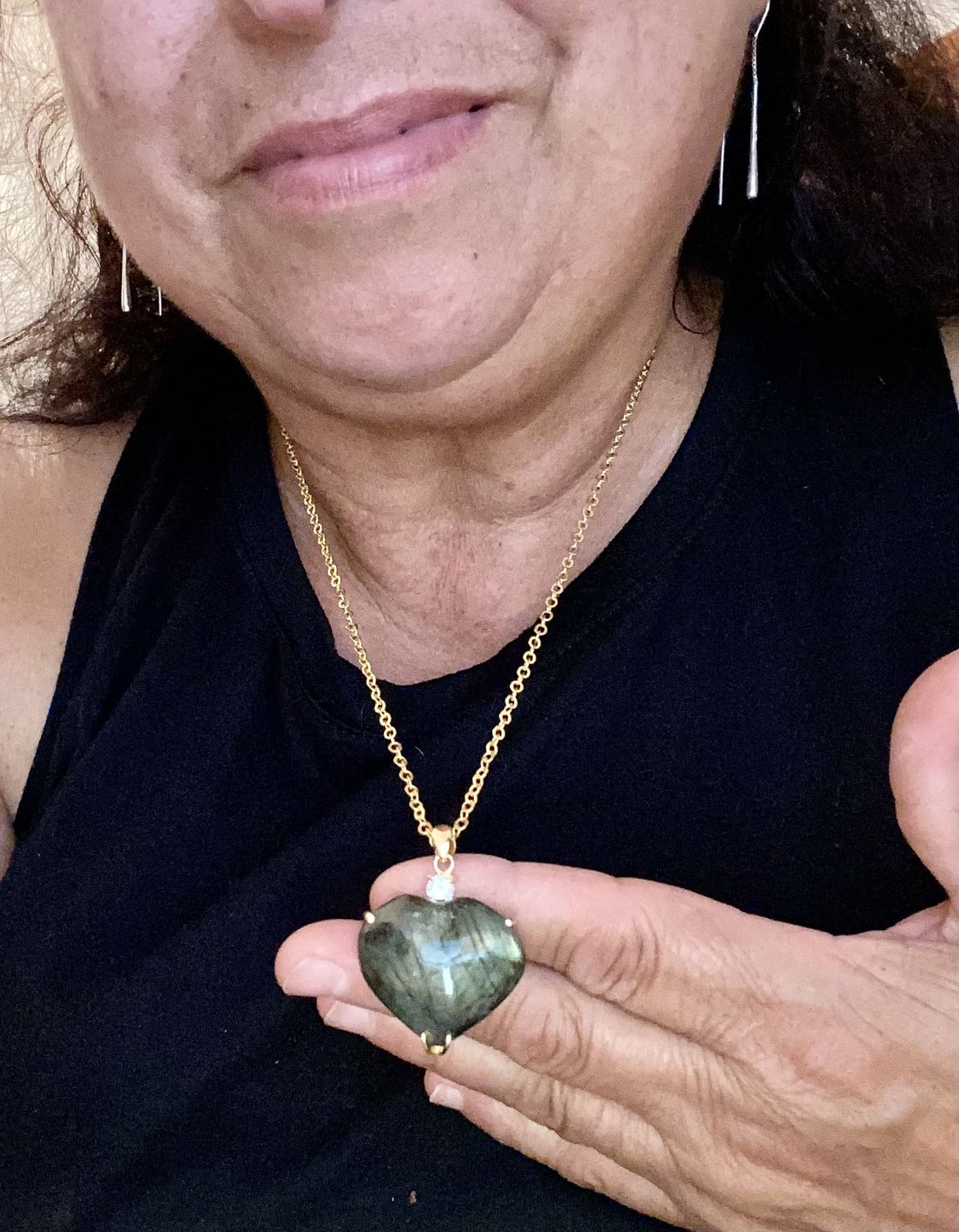 Customer photo review of Labradorite Crystal Heart Pendant Necklace