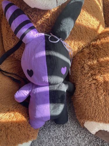 Customer photo review of Rabbit Plush Backpack (20" PURPLE/BLACK)