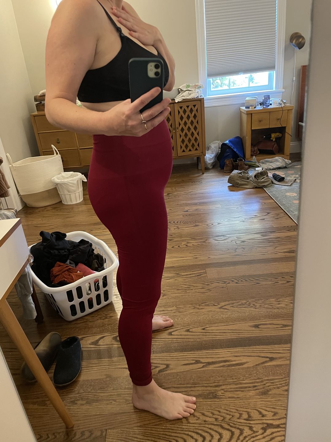 Customer photo review of Snapback™ Postpartum Leggings - Crimson