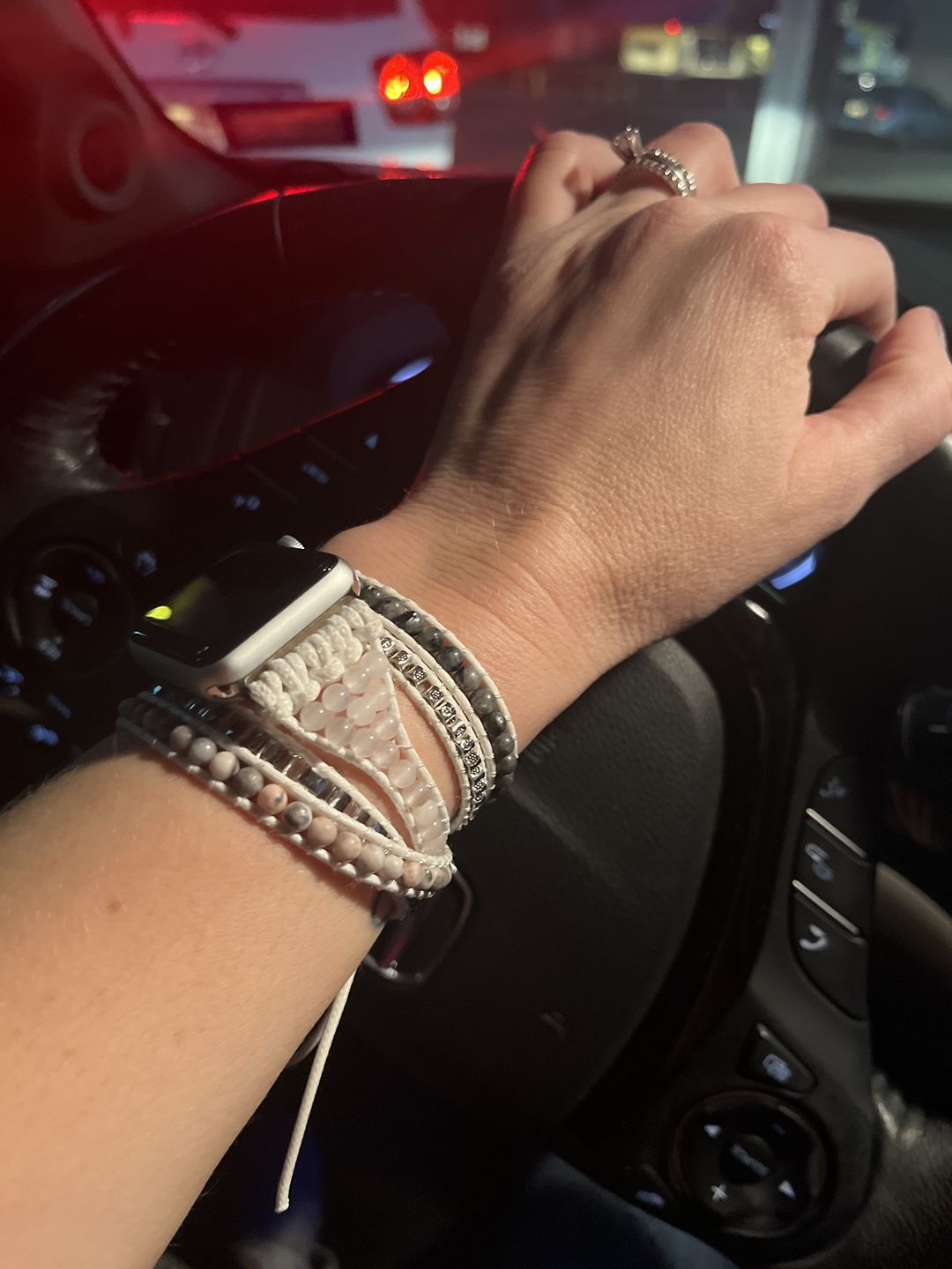 Customer photo review of White Labradorite Apple Watch Strap