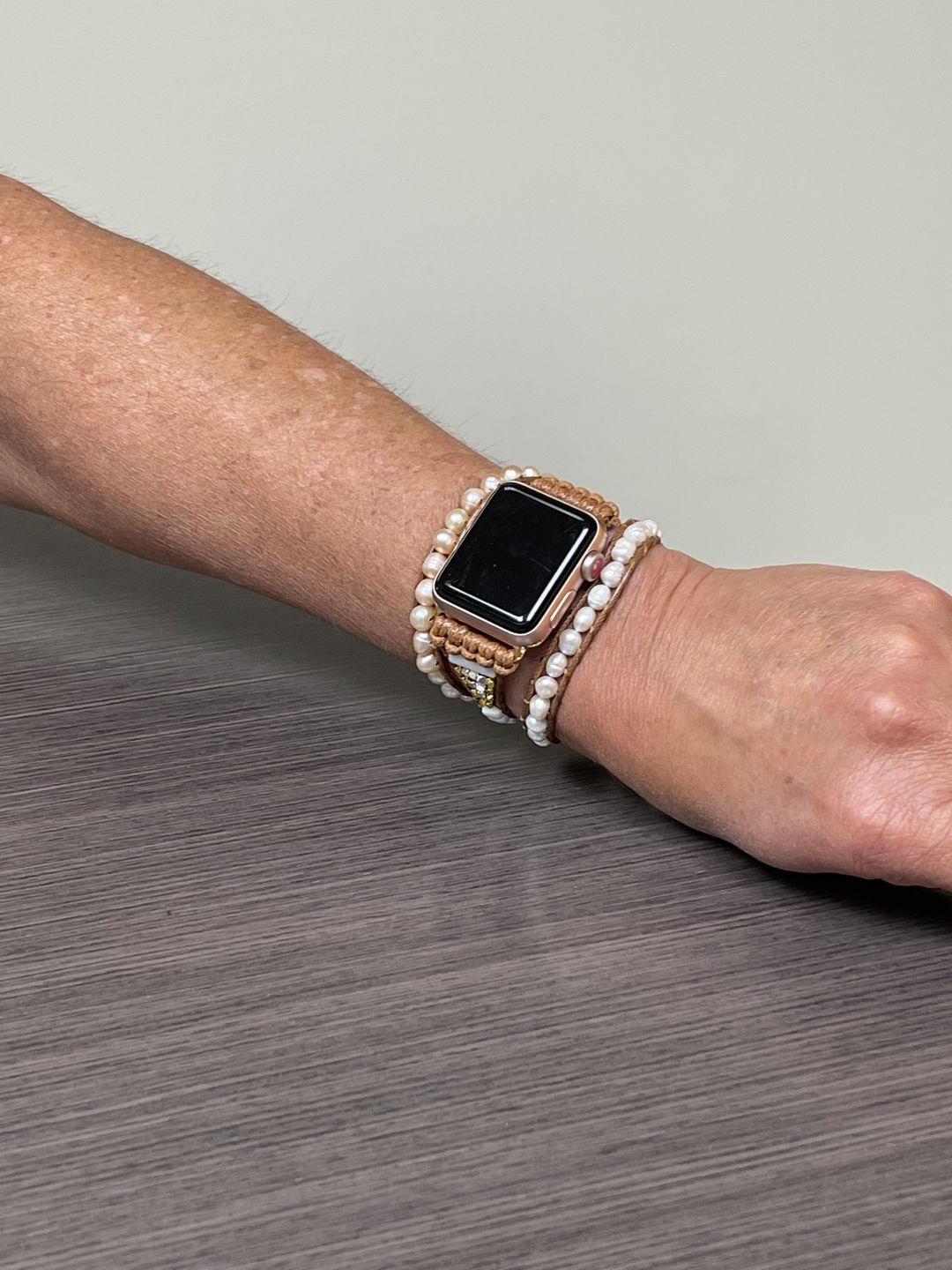 Customer photo review of Graceful Freshwater Pearl Apple Watch Strap