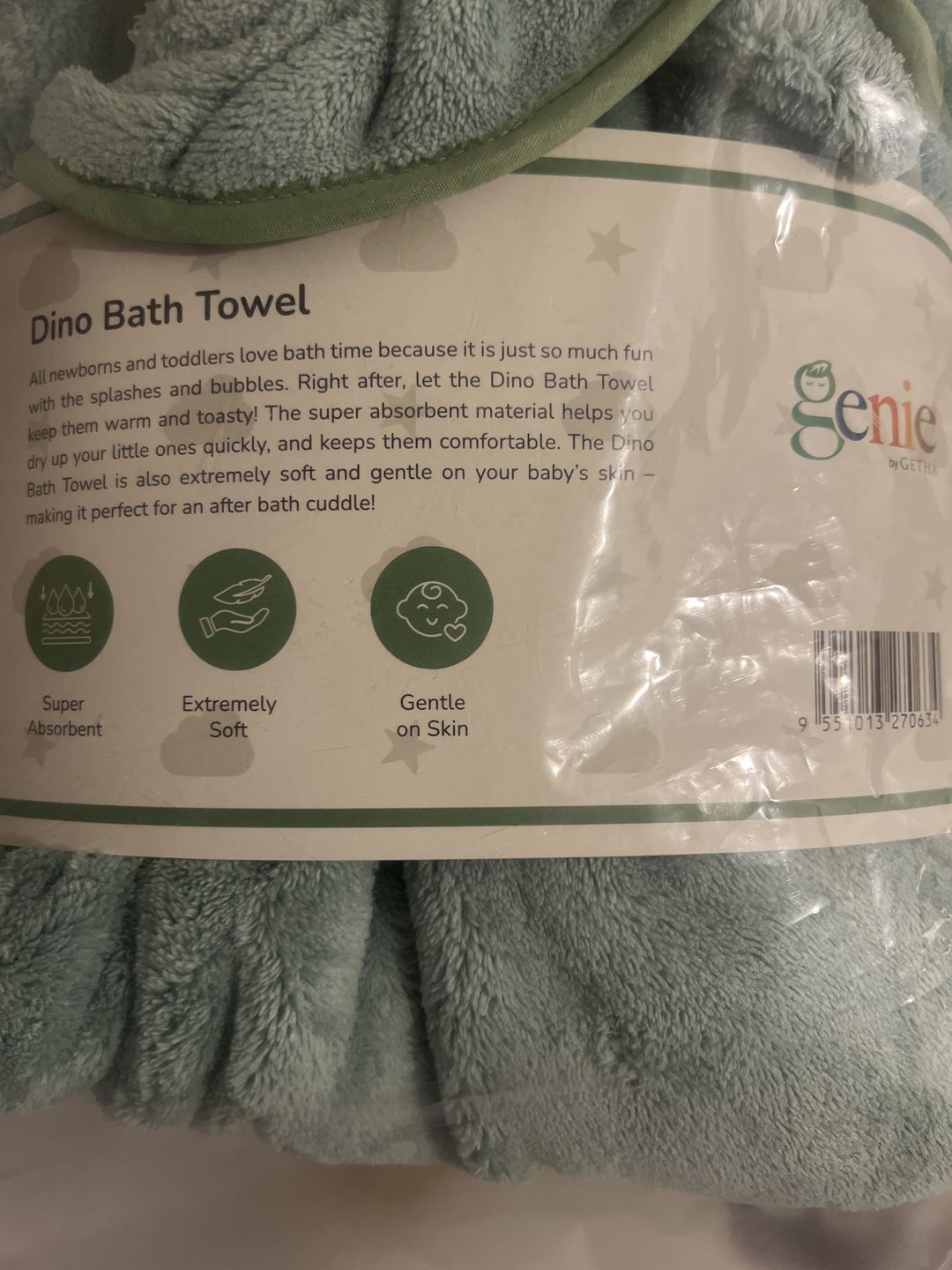 Customer photo review of Genie Dino Bath Towel