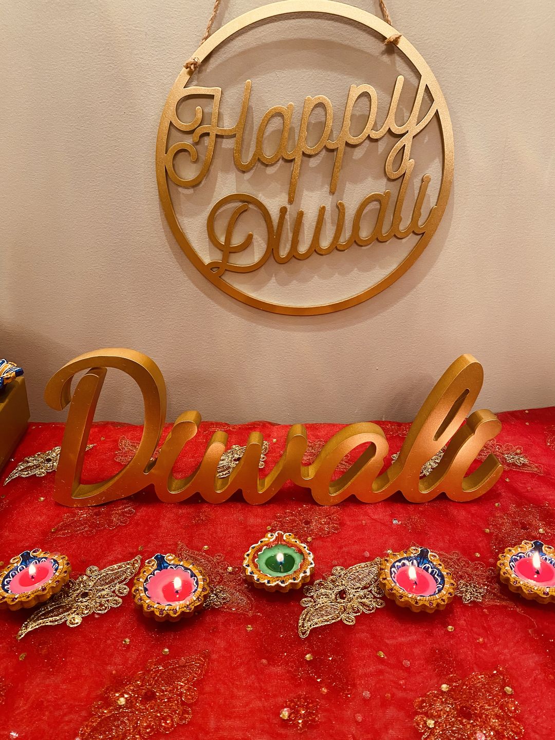 Customer photo review of Traditional Gold Diwali Table Sign