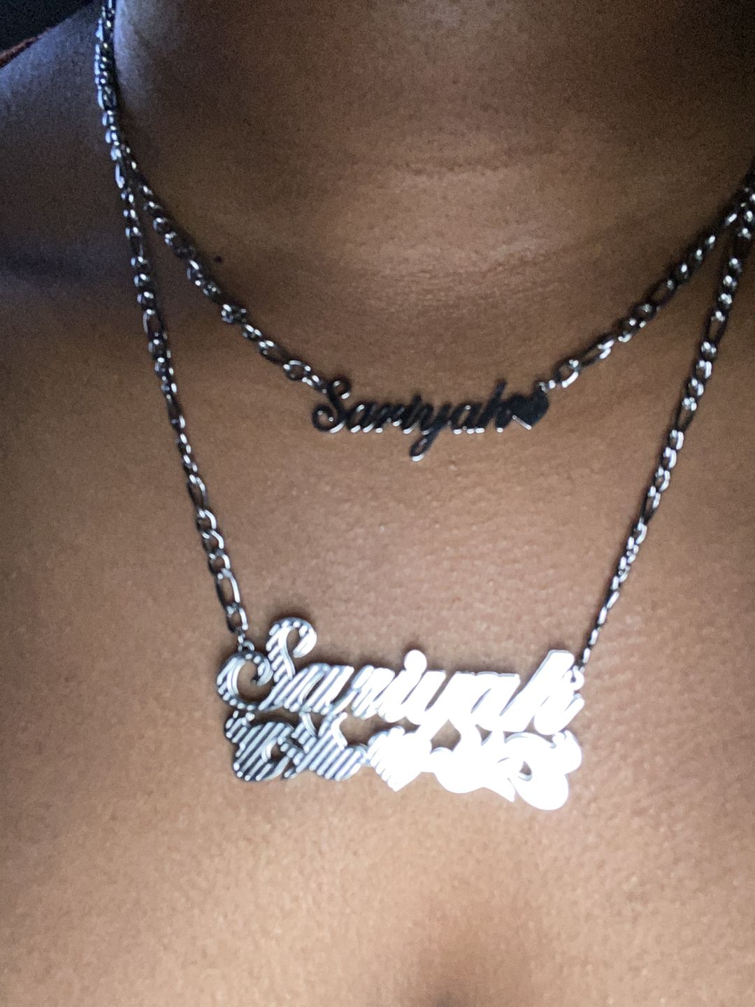 Customer photo review of Dove 3D Plated Name Necklace