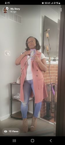 Customer photo review of Classy Girl Cardigan Vest (Strawberry Pink) up to 2XL