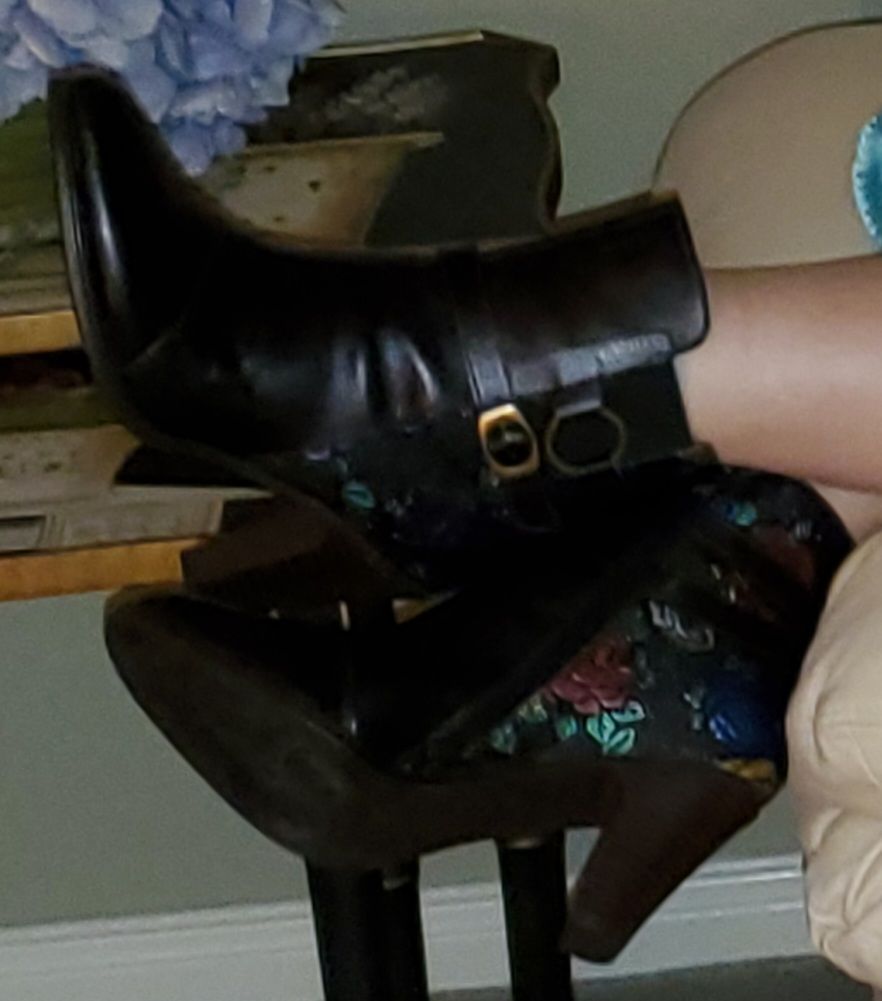 Customer photo review of Vintage Handmade Embossed Adjustable Ankle Boots