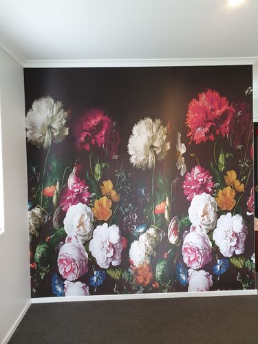 Customer photo review of Dark Floral Mural Wallpaper