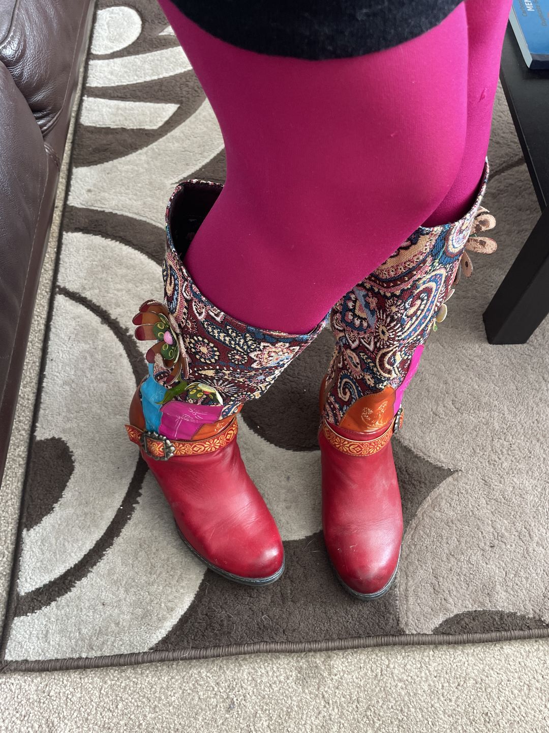 Customer photo review of Vintage Handmade Floral Embossed Boots