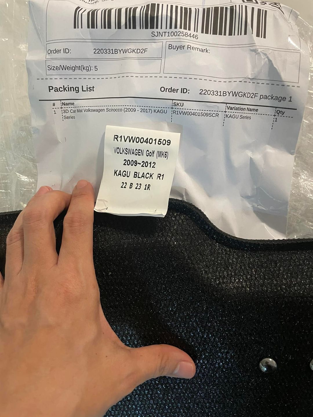 Customer photo review of VOLKSWAGEN GOLF MK6 [2009- 2016] - 3D® KAGU Car Mat