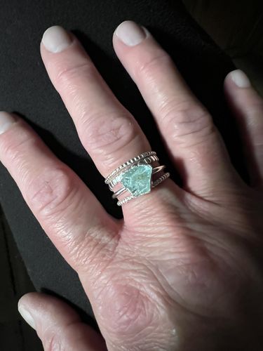Customer photo review of Aquamarine Stacking Ring Set Sterling Silver
