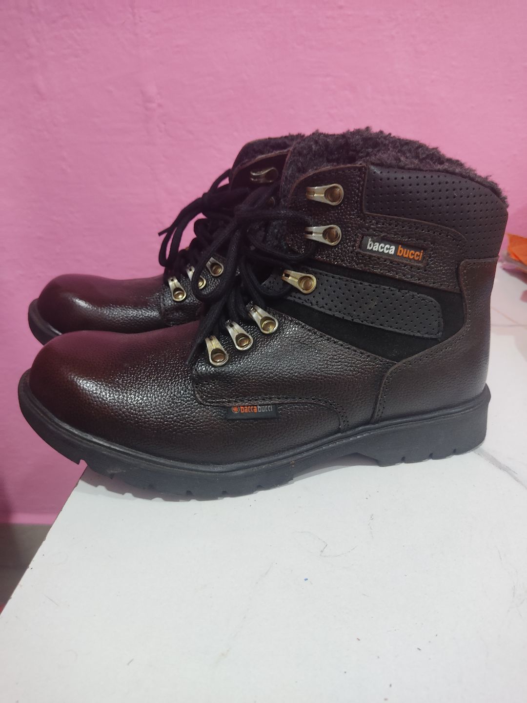 Customer photo review of Bacca Bucci Genuine Grain Leather Boots | Snow Boots with 6 Inches Steel Toe Cap