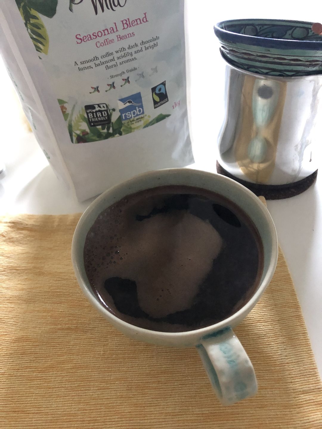 Customer photo review of Bird & Wild Organic RSPB Coffee, Signature Espresso Blend, 1kg, Whole Bean
