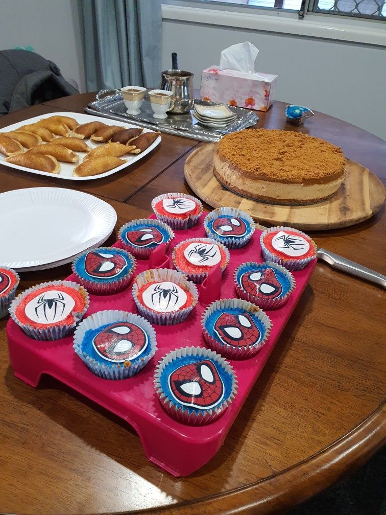 Customer photo review of Spiderman – 5cm (2 inch) Cupcake Icing Sheet – 15 Toppers Per Sheet