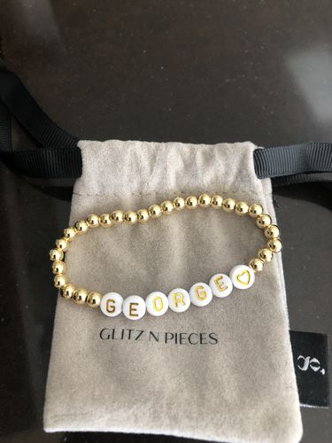 Customer photo review of Personalised Friendship Bracelet Gold - Gold & White