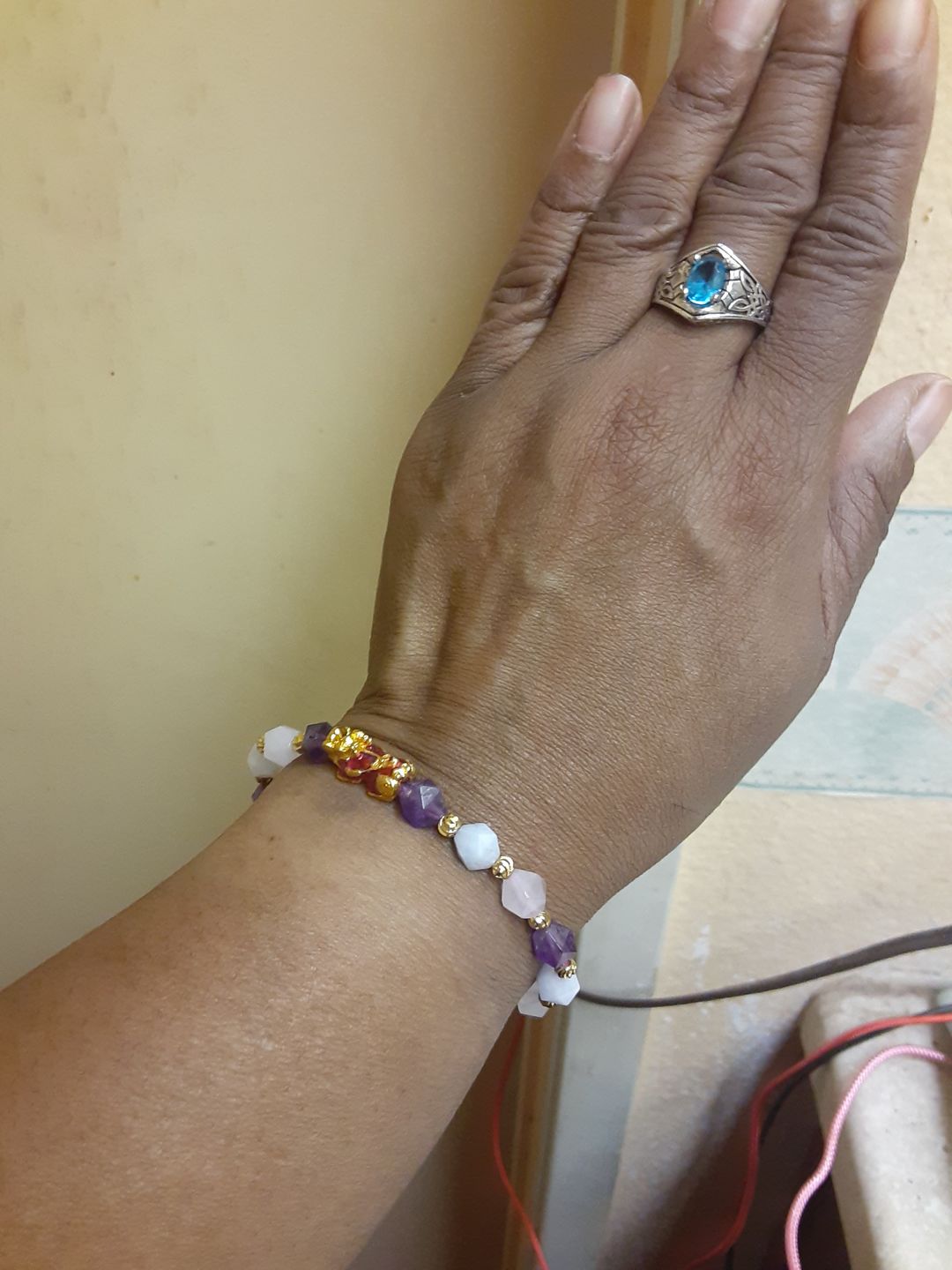 Customer photo review of Wealth Pixiu Charm in Natural Amethyst Bracelet