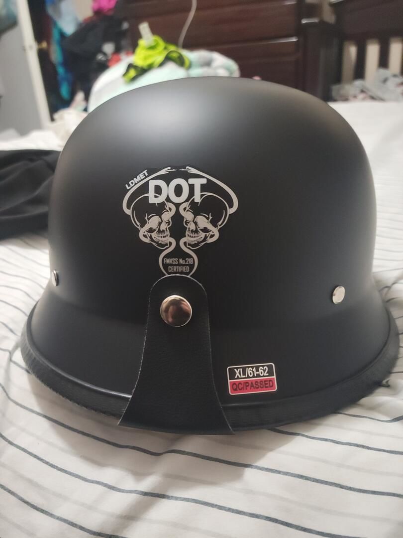 Customer photo review of Mayan Style Half Helmet Lightweight Face German Style DOT Helmet - Matte Black