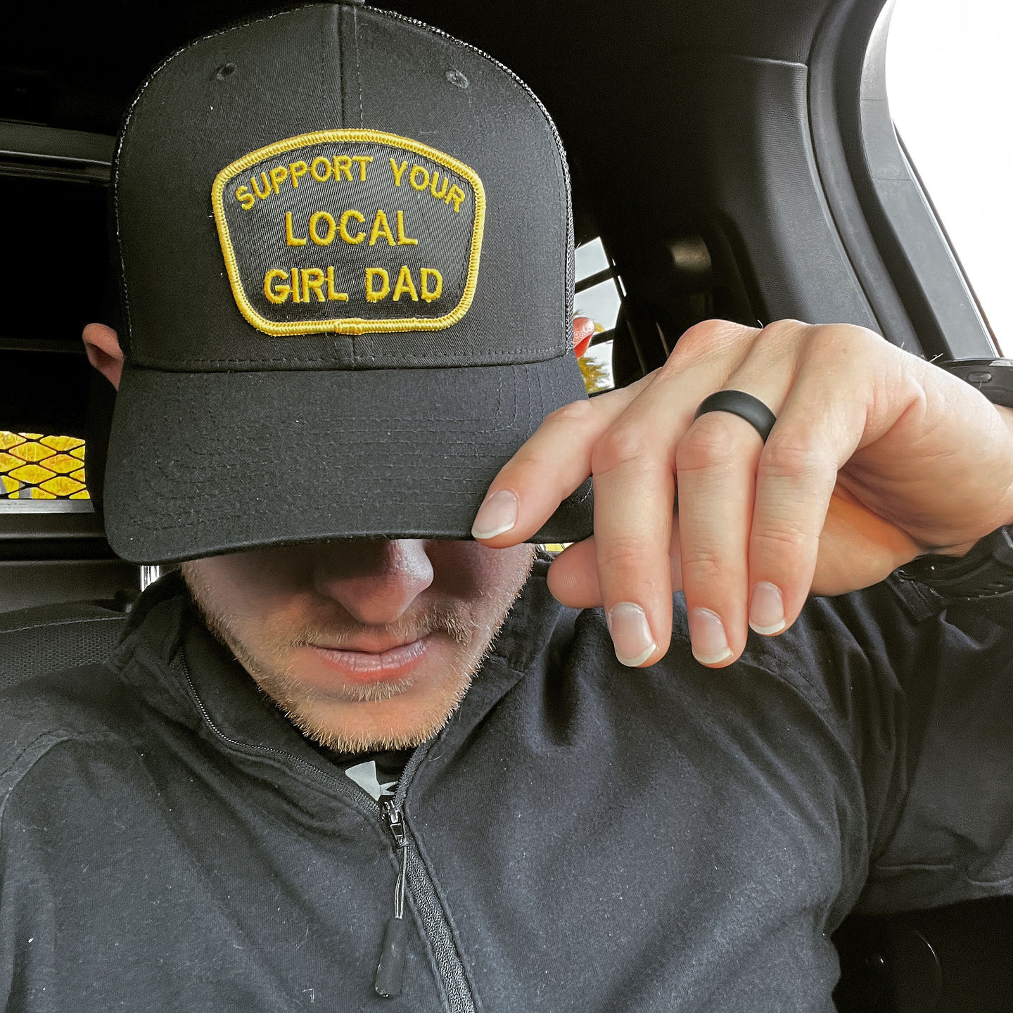 Customer photo review of Support Your Local Girl Dad Patch Hat