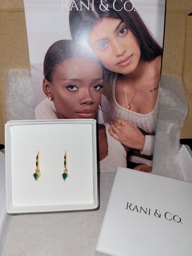 Customer photo review of Green Onyx Charm Hoop Earrings