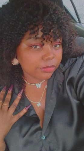 Customer photo review of Brazilian Kinky Curl Fringe - Gabby