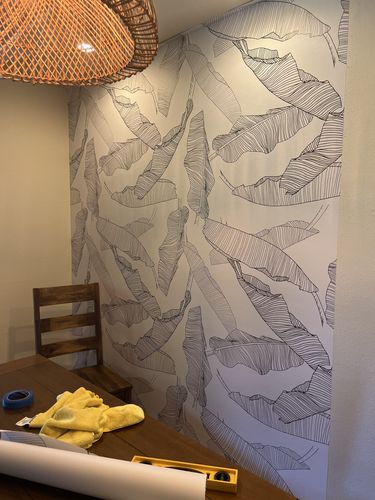 Customer photo review of Floating Palm Leaves Wallpaper