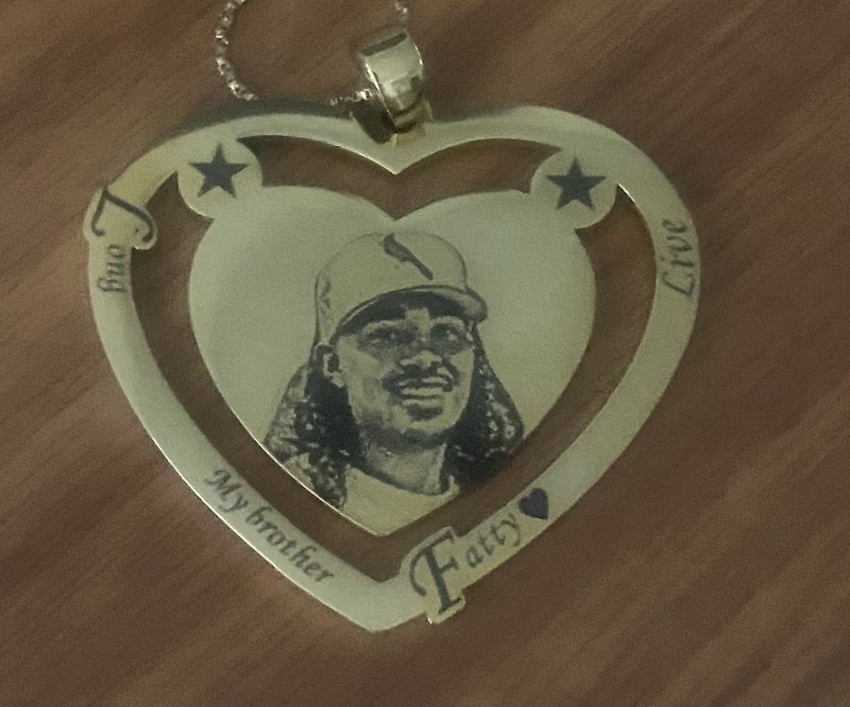 Customer photo review of Photo Engraved Heart Necklace