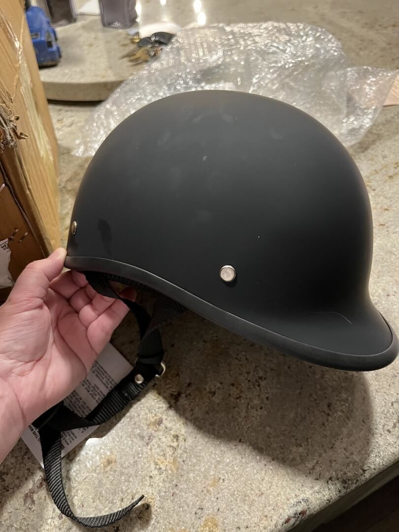 Customer photo review of World's Smallest & Lightest DOT Open Face Polo Helmet- Matte Black