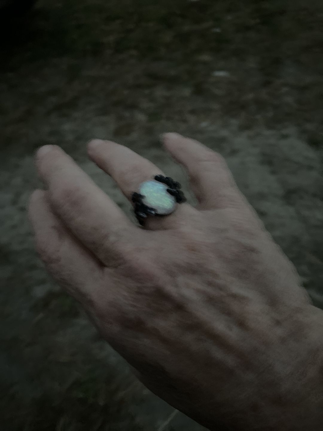 Customer photo review of Midnight Blossom Opal Crystal Ring