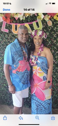 Customer photo review of Hawaii Combo Dress and Shirt Hawaii Plumeria Deep Sea Circle Turtle