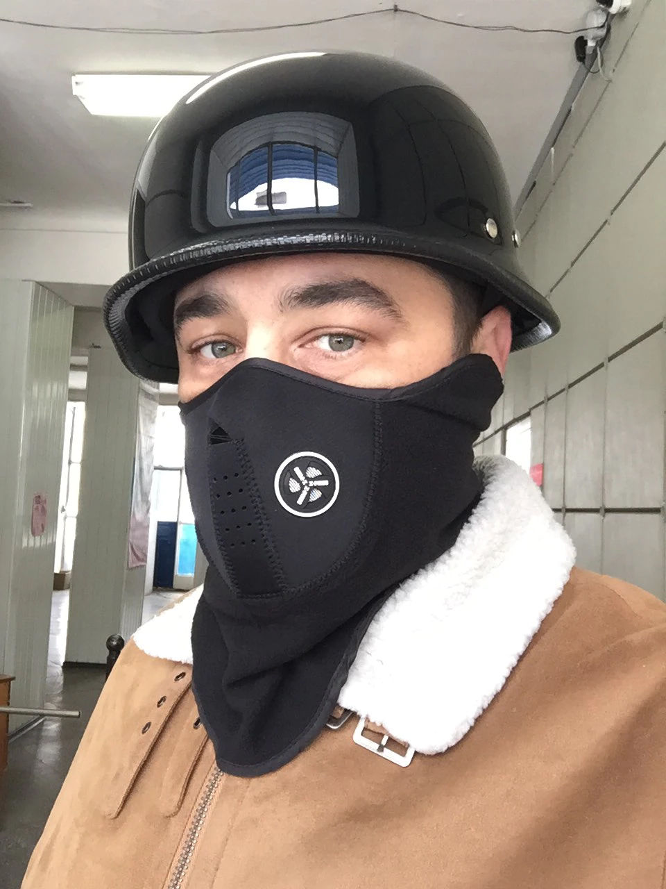 Customer photo review of Mayan Style Half Helmet Lightweight Face German Style DOT Helmet - Gloss Black