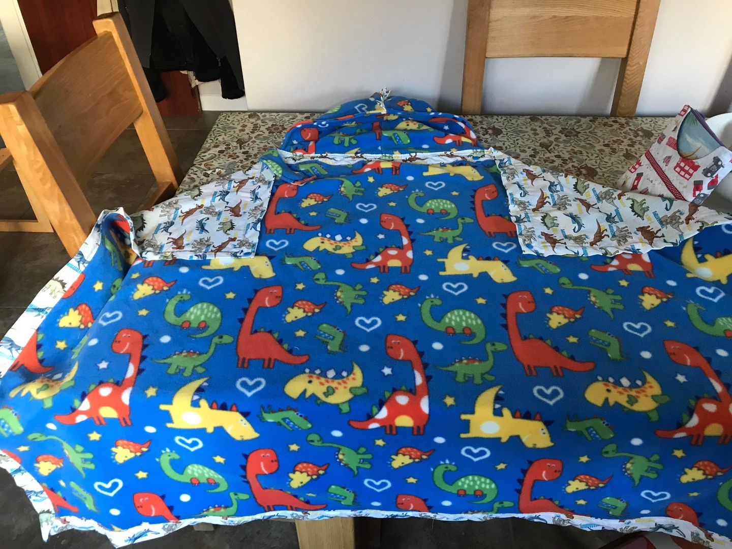 Customer photo review of Dinosaurs and Hearts Anti Pill Polar Fleece Fabric