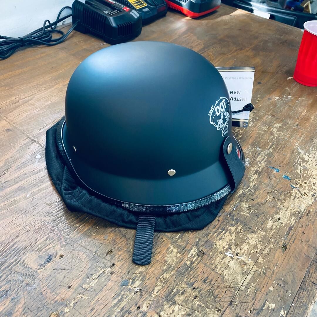 Customer photo review of Mayan Style Half Helmet Lightweight Face German Style DOT Helmet - Matte Black