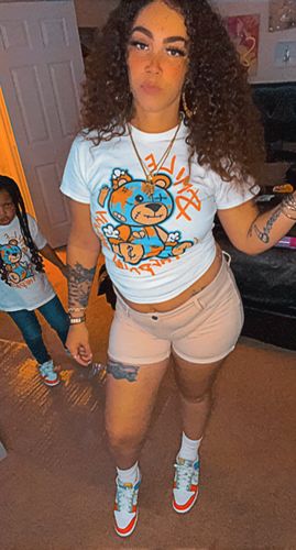 Customer photo review of Dunk High 1985 SP Orange Acid Wash DopeSkill T-Shirt BEAN Graphic