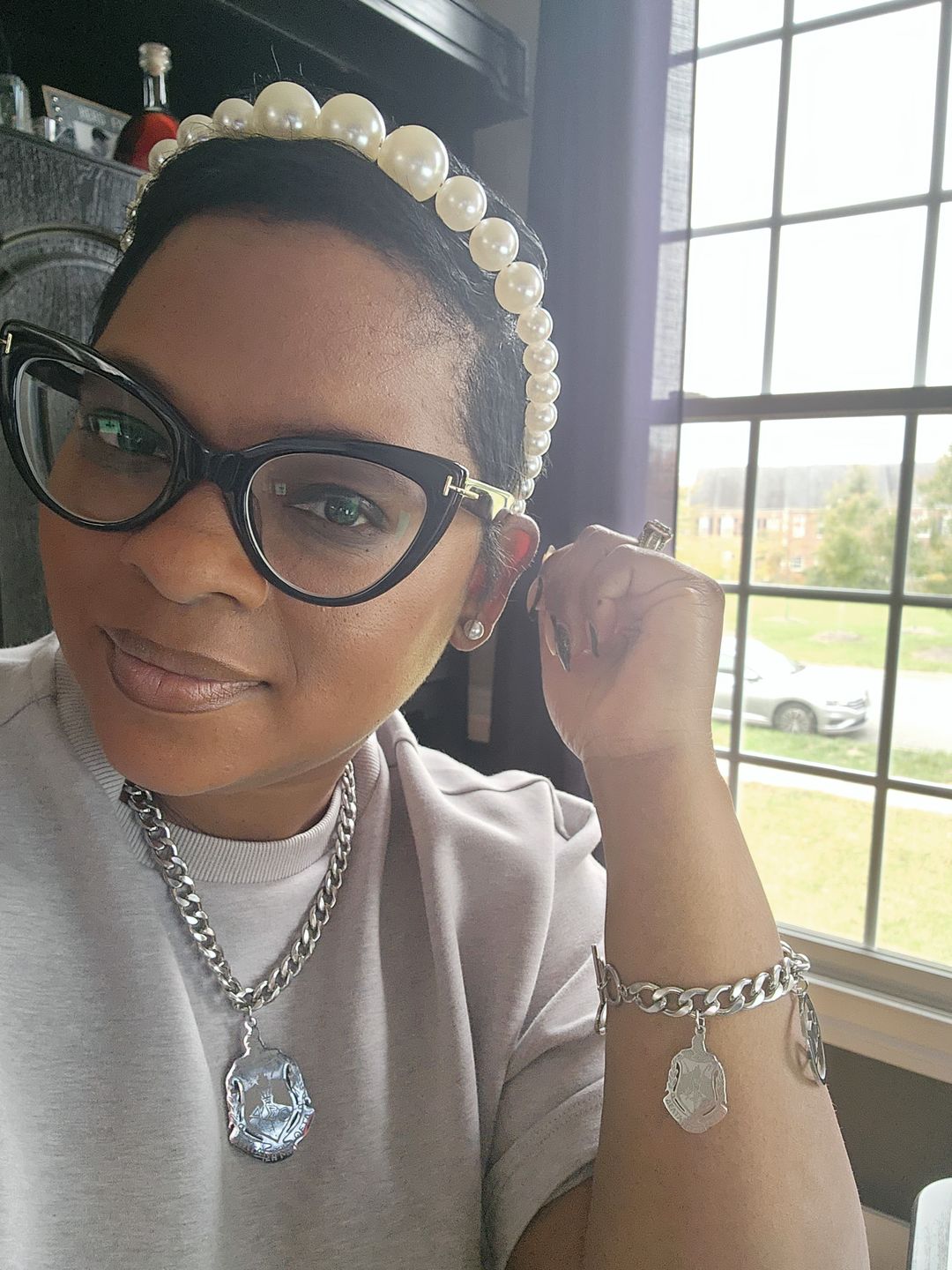Customer photo review of Delta Sigma Theta- Multi Pendant stainless steel bracelet
