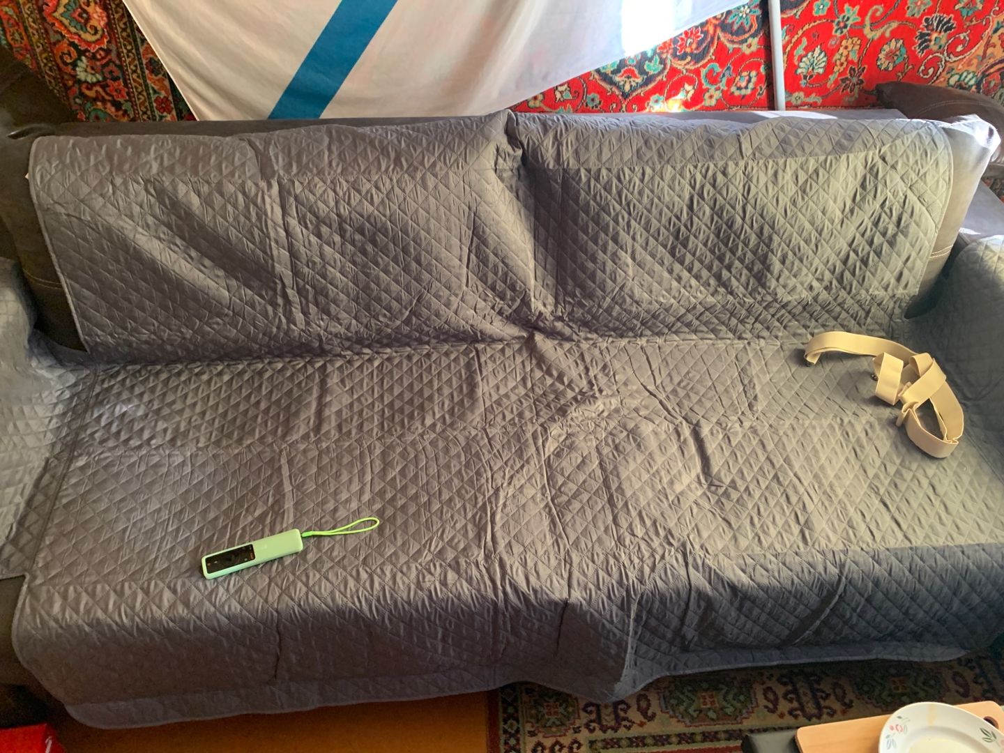 Customer photo review of NEW Machine-Washable, Dryer-Safe Furniture Protector Couch Cover With Side Pockets & Back Straps (+2-In-1 Reversible Colors!)