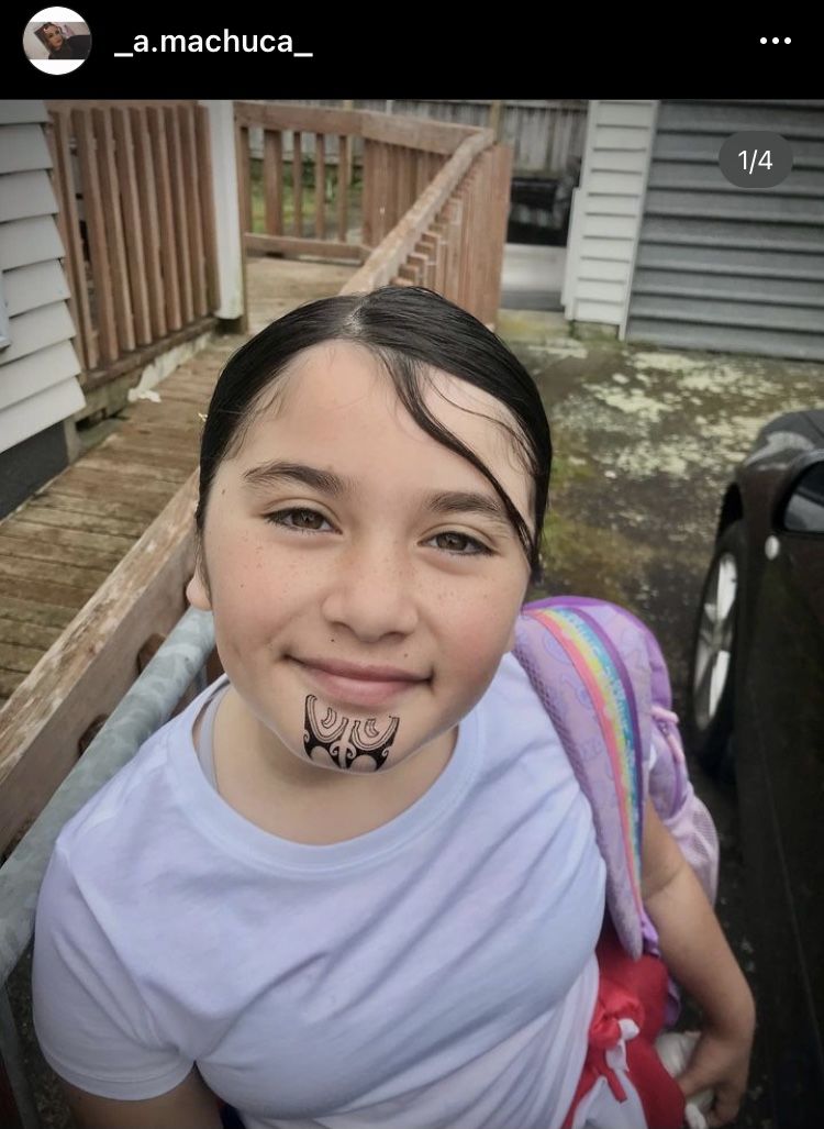 Customer photo review of Girls and Womens Chin Moko Temporary Tattoos