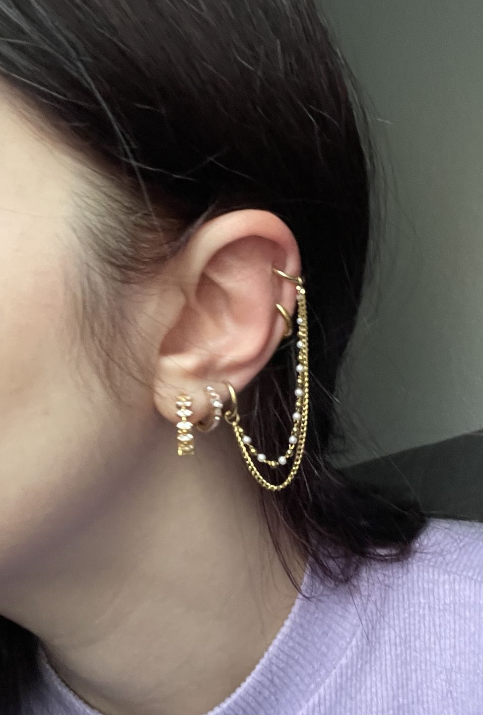 Customer photo review of Pearl Chain Ohrringe | 18K vergoldet