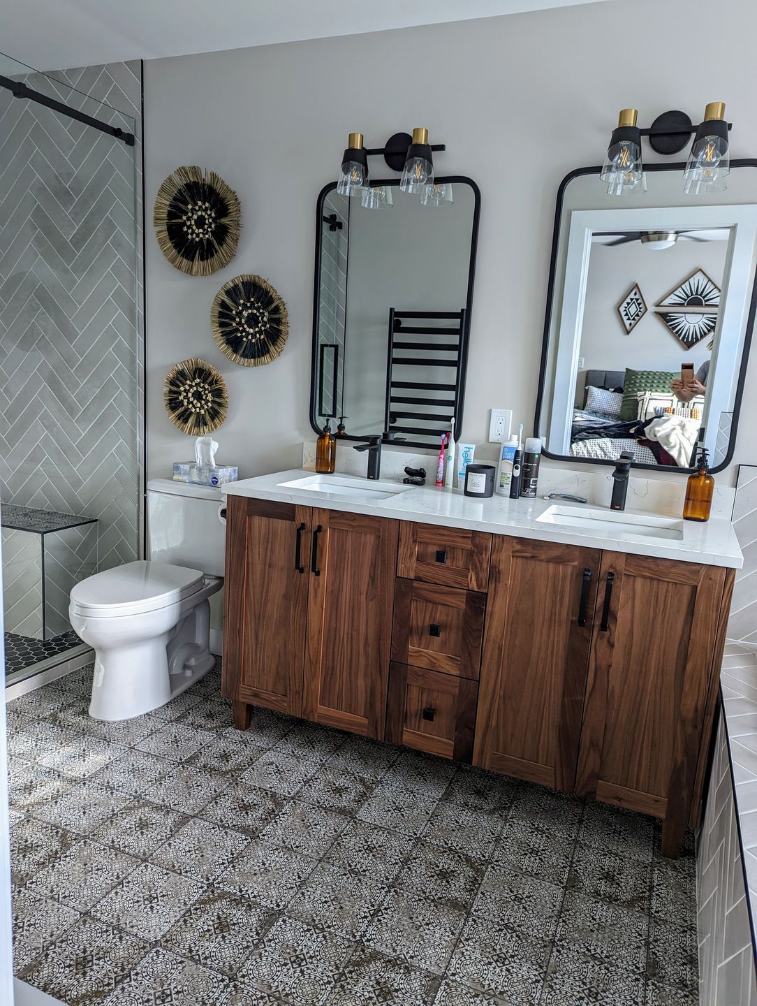 Customer photo review of Bridgeport 72" American Black Walnut Bathroom Vanity, Double Sink