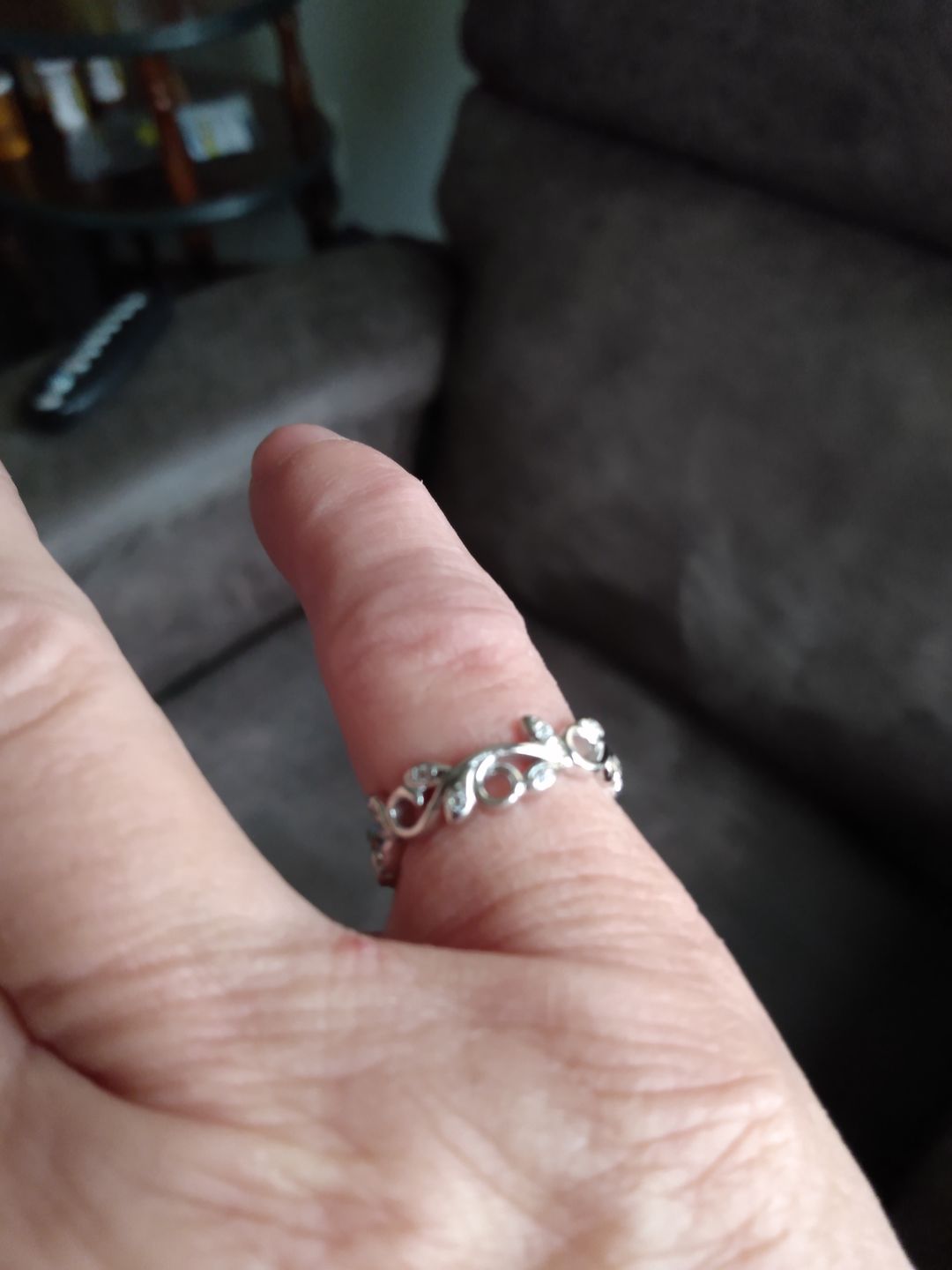 Customer photo review of Leaf Filigree CZ Ring in Sterling Silver