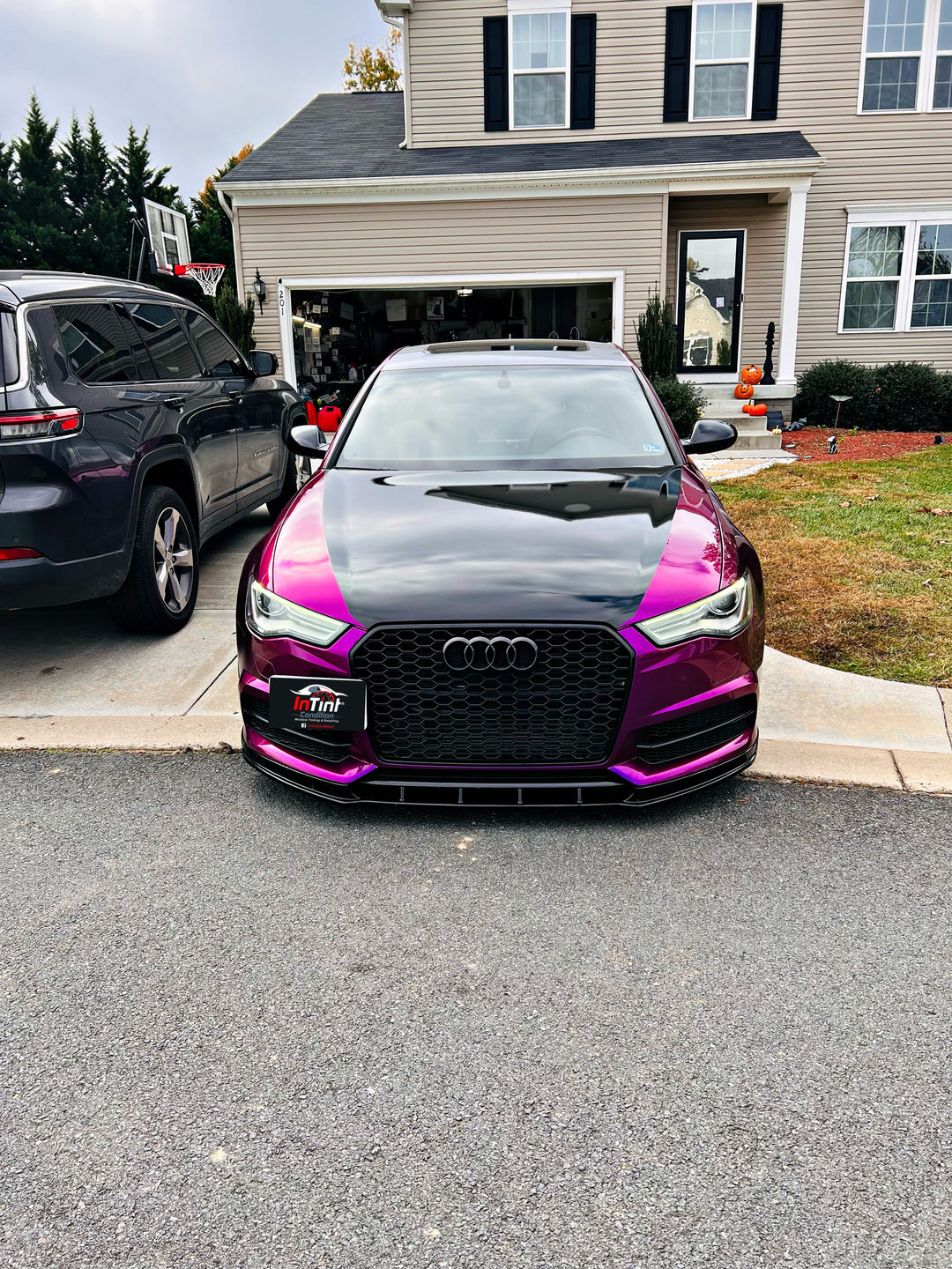 Customer photo review of Glossy Metallic Grape Purple Vinyl Wrap