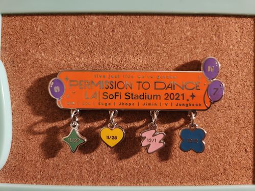 Customer photo review of BTS Permission To Dance LA Concert Enamel Pins