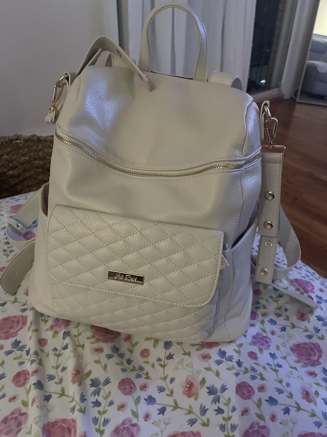 Customer photo review of Monaco Diaper Bag | Pearl White