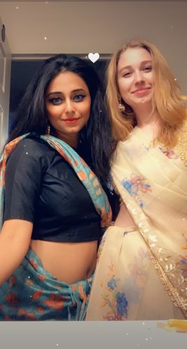 Customer photo review of RADHIKA BHARADWAJ in Hazel White Organza Saree